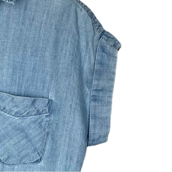 Rails Amelie Tie front Linen blend Chambray Shirt Western Festival Beach - Picture 5 of 10